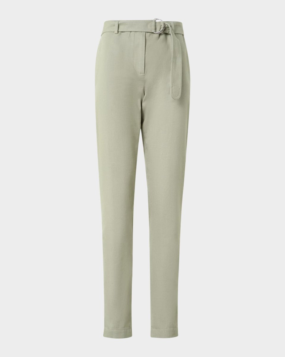 Belted Denim Straight-Leg Pants